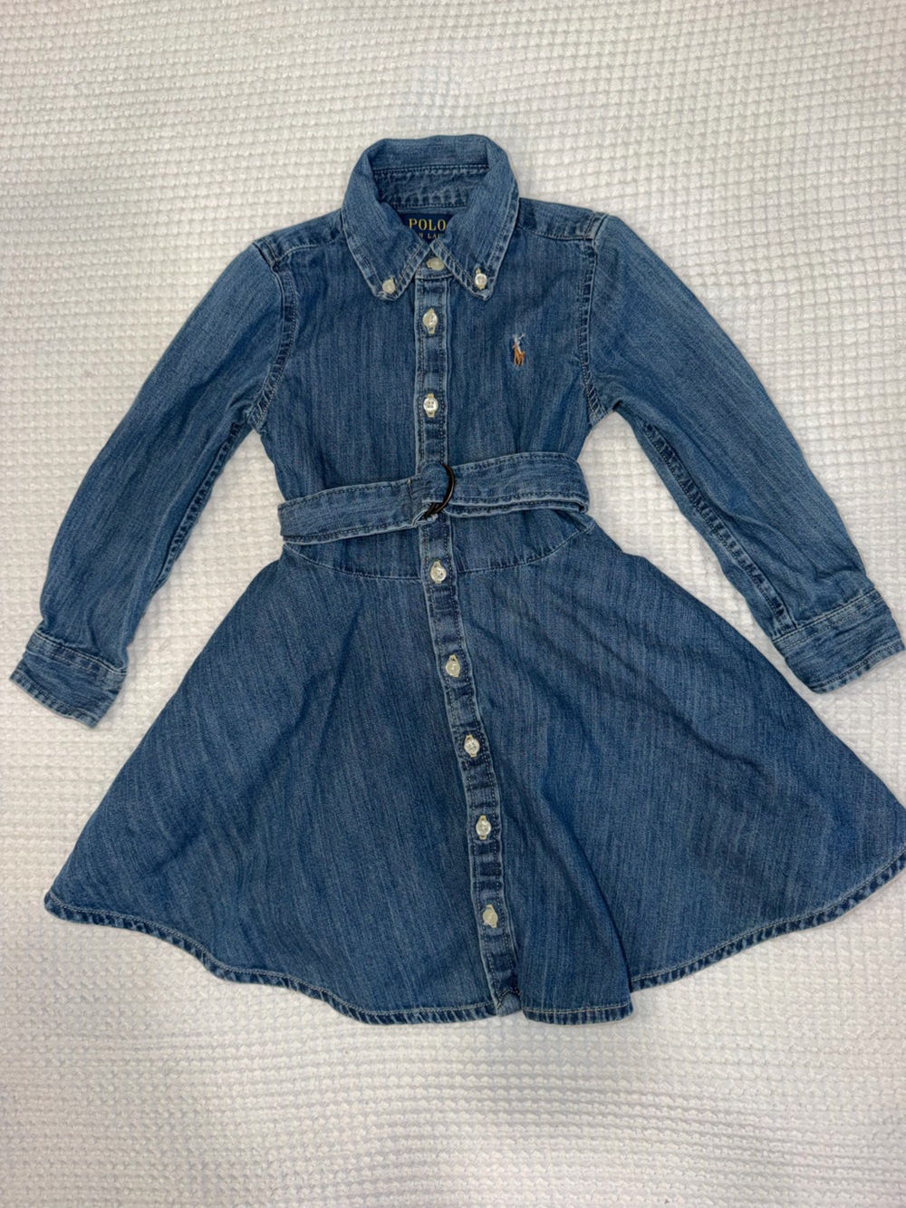 Polo Ralph Lauren Girls Denim Belted Shirt Dress Size 3T
